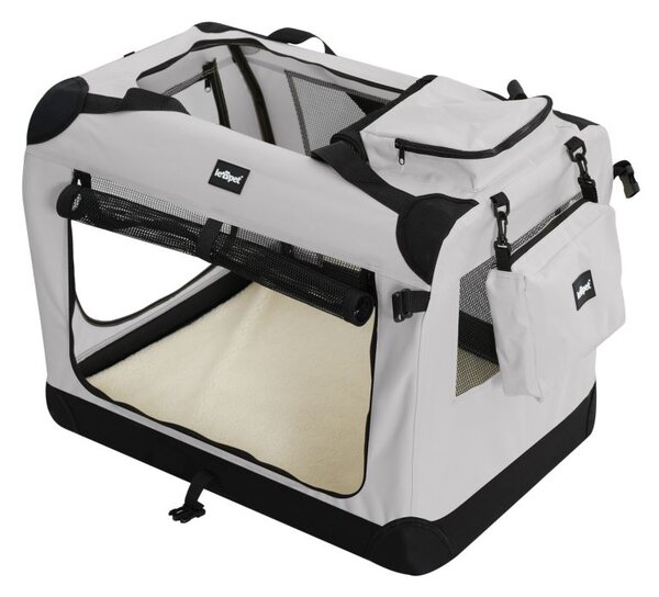 Leopet Přepravní box pro psy S, 49,5 x 34,5 x 35 cm, šedý