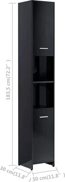VidaXL Koupelnová skříňka 30x30x183,5 cm kompozitní dřevo [802604] Barva: Černý dub