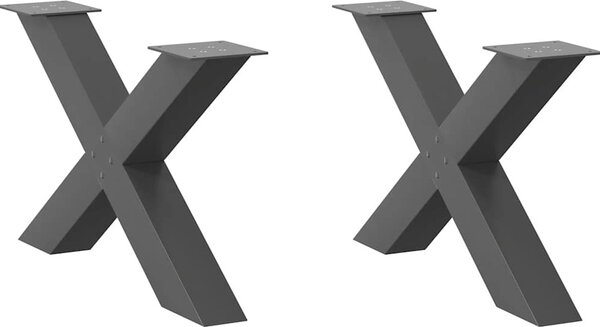VidaXL Nohy konferenčního stolku ve tvaru X, 2 ks, ocel, 70 x (42-43) cm, ocel [4012966] Barva: antracitová