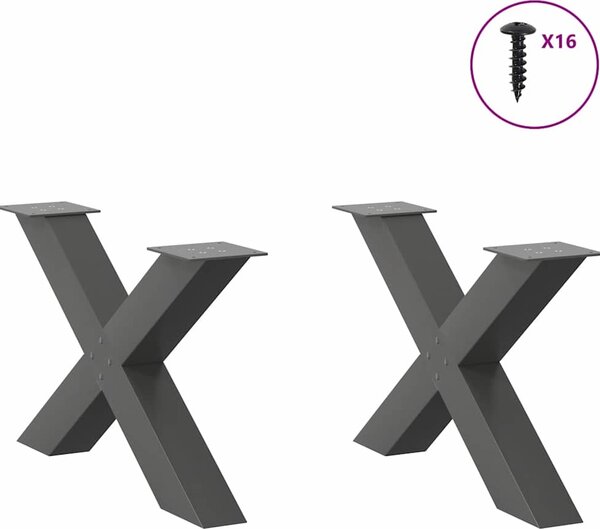 VidaXL Nohy konferenčního stolku ve tvaru X, 2 ks, ocel, 70 x (42-43) cm, ocel [4012966] Barva: antracitová