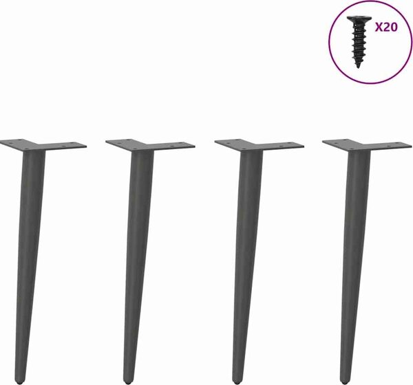 VidaXL Nohy konferenčního stolku kuželového tvaru 4 ks ocel 42-43 cm ocel [4012514] Barva: Černá