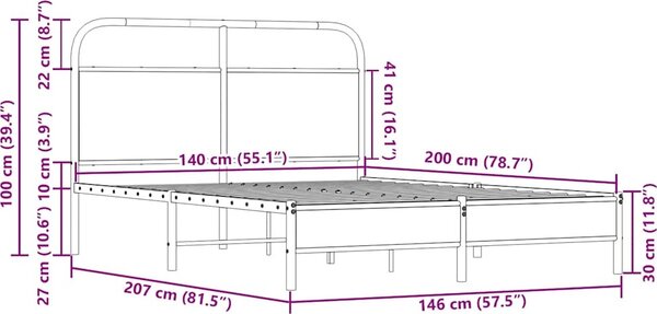 VidaXL Rám postele bez matrace 140x200 cm kompozitní dřevo [4100411] Barva: dub sonoma