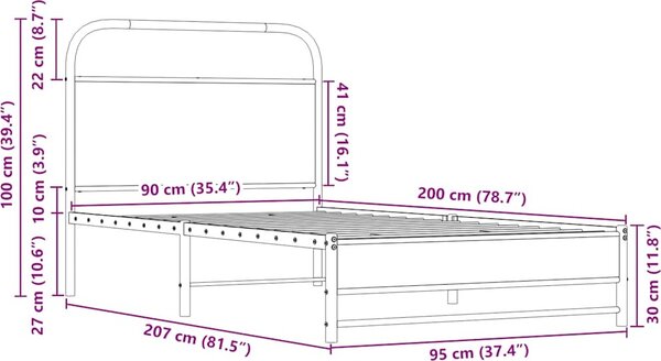 VidaXL Rám postele bez matrace 90x200 cm kompozitní dřevo [4100421] Barva: hnědý dub