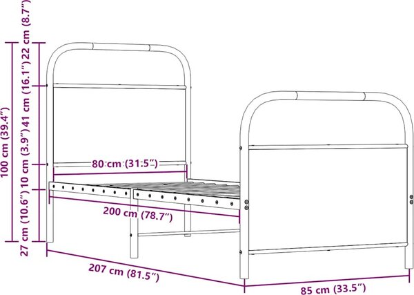 VidaXL Rám postele bez matrace 80x200 cm kompozitní dřevo [4100267] Barva: dub sonoma