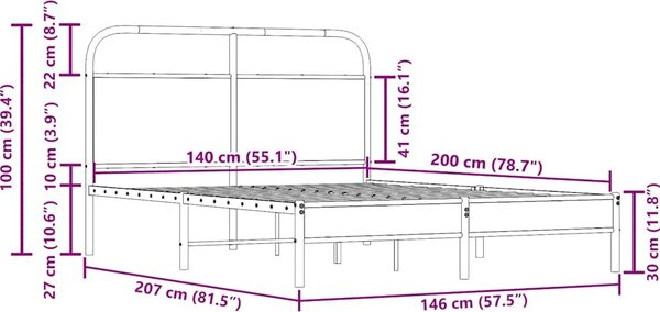 VidaXL Rám postele bez matrace 140x200 cm kompozitní dřevo [4100411] Barva: dub sonoma
