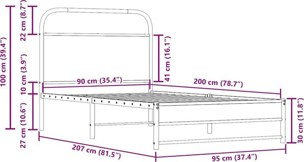 VidaXL Rám postele bez matrace 90x200 cm kompozitní dřevo [4100421] Barva: hnědý dub