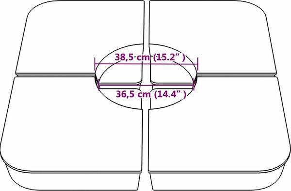 VidaXL Sada 4 kusů závaží pro slunečníky s křížovým stojanem 100 kg PP [847447] Barva: antracitová