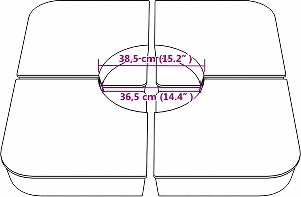 VidaXL Sada 4 kusů závaží pro slunečníky s křížovým stojanem 100 kg PP [847447] Barva: antracitová