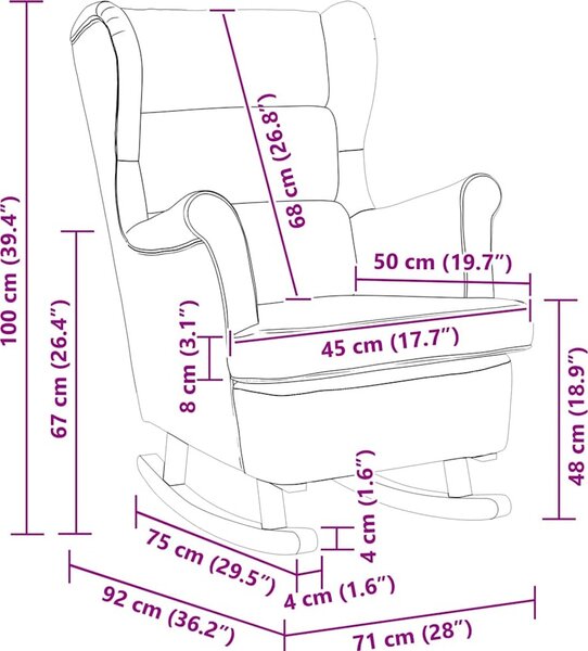 VidaXL Houpací křeslo 74 x 90 x 102 cm textil [4016924] Barva: světle šedá