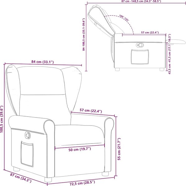 VidaXL Polohovací křeslo textil [4015658] Barva: Hnědá