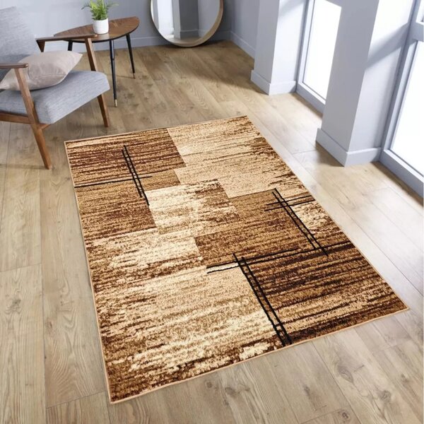 Kusový koberec 70x130 cm LUKEN obdélníkový - béžový / tmavě hnědý