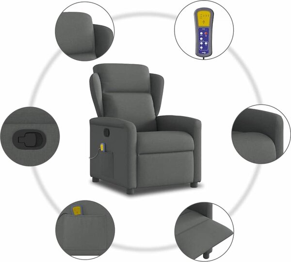 VidaXL Masážní polohovací křeslo textil [4015587] Barva: Hnědá
