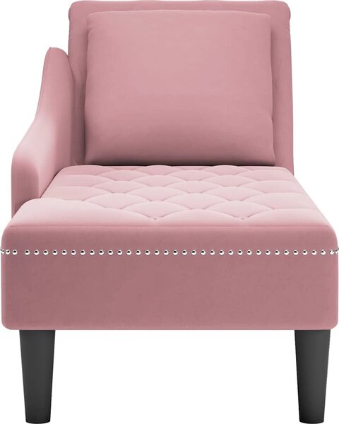 VidaXL Lenoška s polštářem a područkou na pravé straně samet [4009777] Barva: Černá
