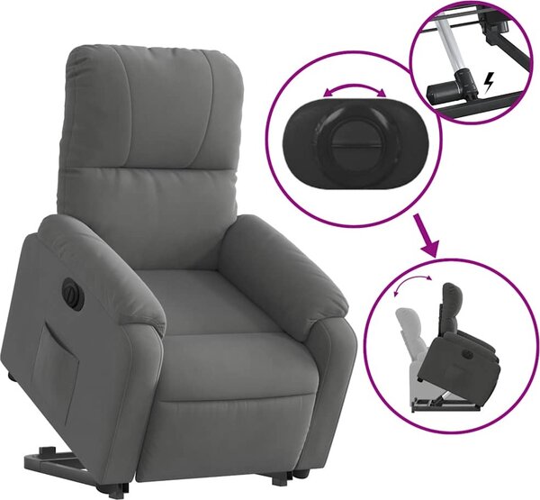 VidaXL Elektrické zvedací polohovací křeslo látka z mikrovlákna [3204945] Barva: Černá