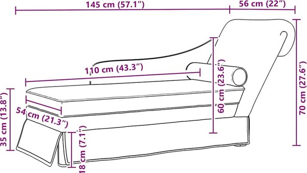 VidaXL Lenoška s podhlavníkem a pravou područkou samet [4009790] Barva: Růžová