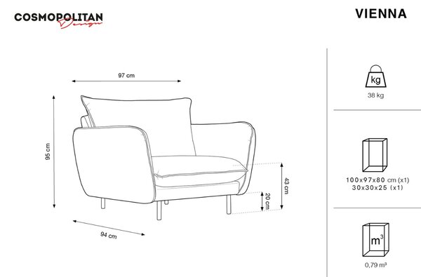 Cosmopolitan Design Sametové křeslo Vienna