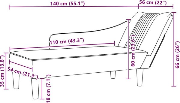 VidaXL Lenoška s pravou područkou textil [4009800] Barva: Tmavě šedá