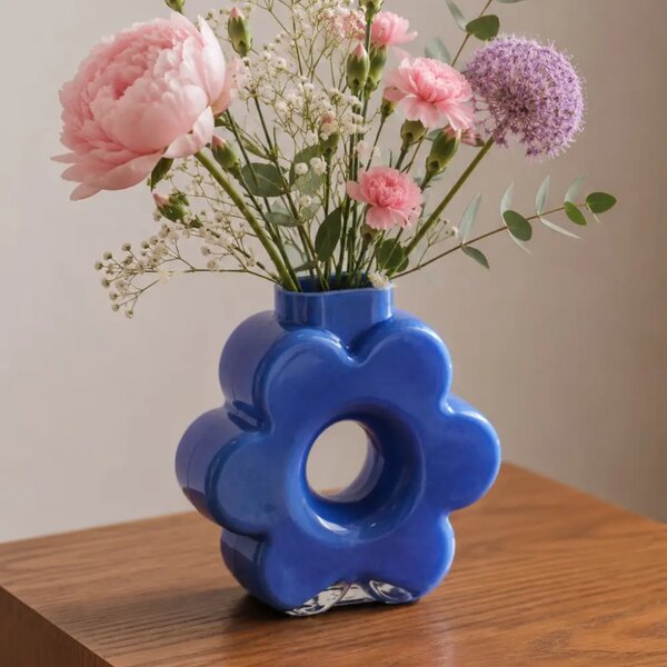 -25 % Dny MOMENTI– Jotex Modrá skleněná váza BLOMSTRA 22 cm