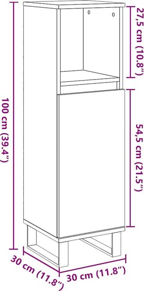 VidaXL Koupelnová skříňka betonově šedá 30x30x100 cm kompozitní dřevo [857210]