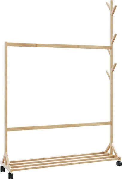 VidaXL Stojan na oblečení s háčky a kolečky 100x35x157 cm bambus [4008915]