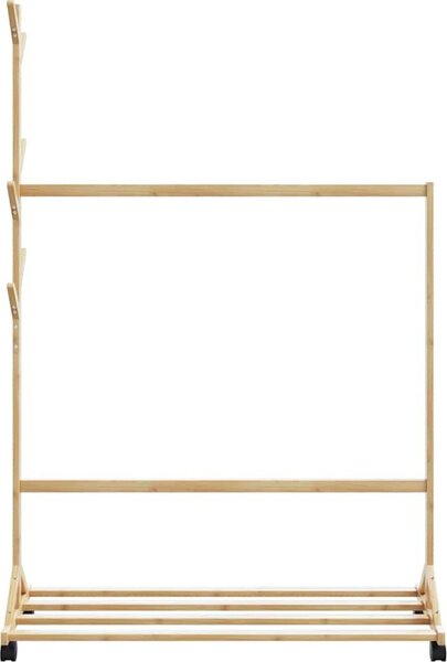 VidaXL Stojan na oblečení s háčky a kolečky 100x35x157 cm bambus [4008915]