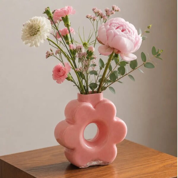 -25 % Dny MOMENTI– Jotex Růžová skleněná váza BLOMSTRA 22 cm