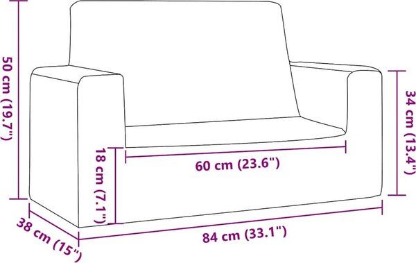 VidaXL 2místná dětská pohovka měkký plyš [4104800] Barva: Modrá