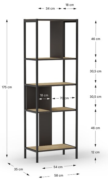 -25 % Dny MOMENTI– Marckeric Kovový regál Alabama 175 x 58 cm