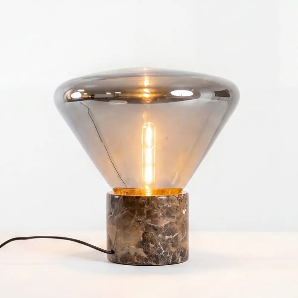 Angel Cerdá Kouřově šedá skleněná stolní lampa No. 8115