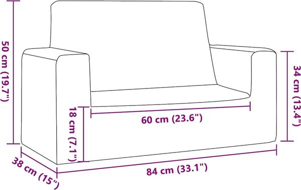 VidaXL 2místná dětská pohovka měkký plyš [4104800] Barva: Modrá