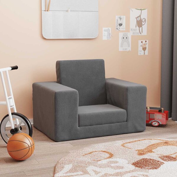 VidaXL Dětská rozkládací pohovka měkký plyš [4104786] Barva: antracitová