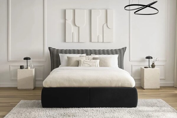 -25 % Dny MOMENTI– Bobochic Paris Černobílá dvoulůžková postel Jade 160 x 200 cm s úložným prostorem