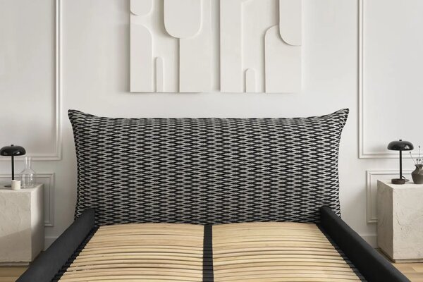-25 % Dny MOMENTI– Bobochic Paris Černobílá dvoulůžková postel Jade 160 x 200 cm s úložným prostorem