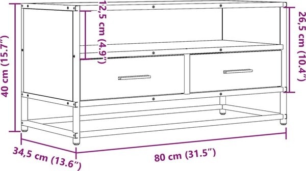 VidaXL TV skříňka 80 x 34,5 x 40 cm kompozitní dřevo a kov [848812] Barva: Černá