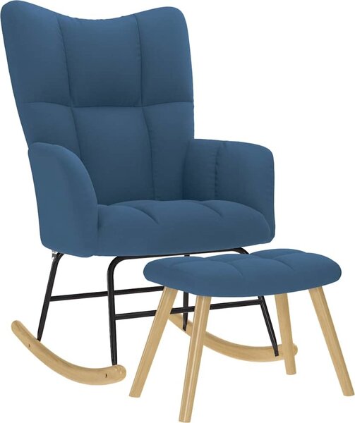 VidaXL Houpací křeslo s podnožkou textil [4016802] Barva: Modrá