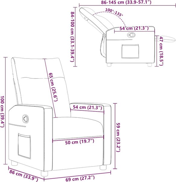 VidaXL Polohovací křeslo textil [4104830] Barva: Hnědá