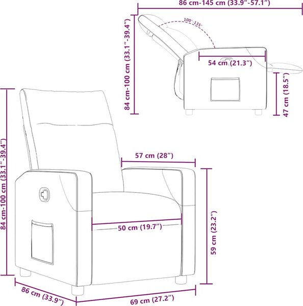 VidaXL Polohovací křeslo textil [4104812] Barva: Hnědá