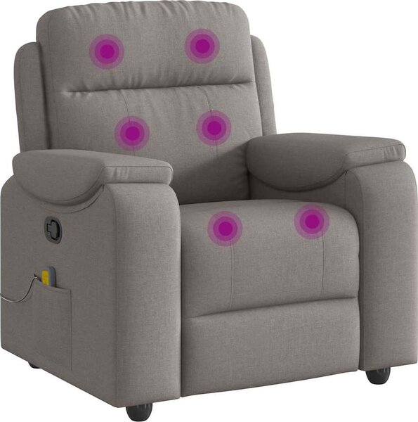 VidaXL Masážní polohovací křeslo textil [4015697] Barva: světle šedá