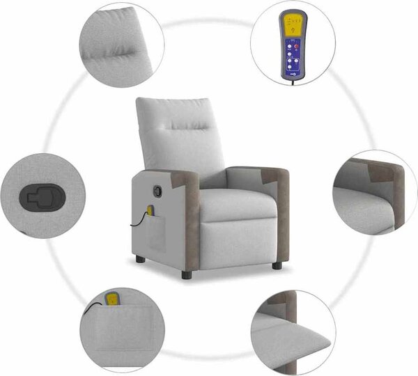 VidaXL Masážní polohovací křeslo textil [4104843] Barva: Tmavě šedá