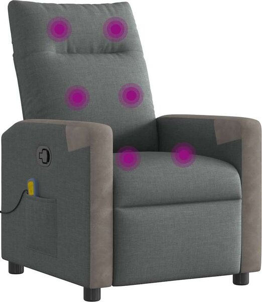 VidaXL Masážní polohovací křeslo textil [4104843] Barva: Tmavě šedá