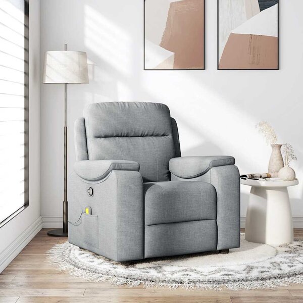 VidaXL Masážní polohovací křeslo textil [4015697] Barva: světle šedá