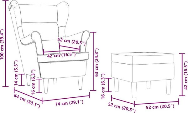 VidaXL Křeslo s podnožkou textil [3307991] Barva: krémová