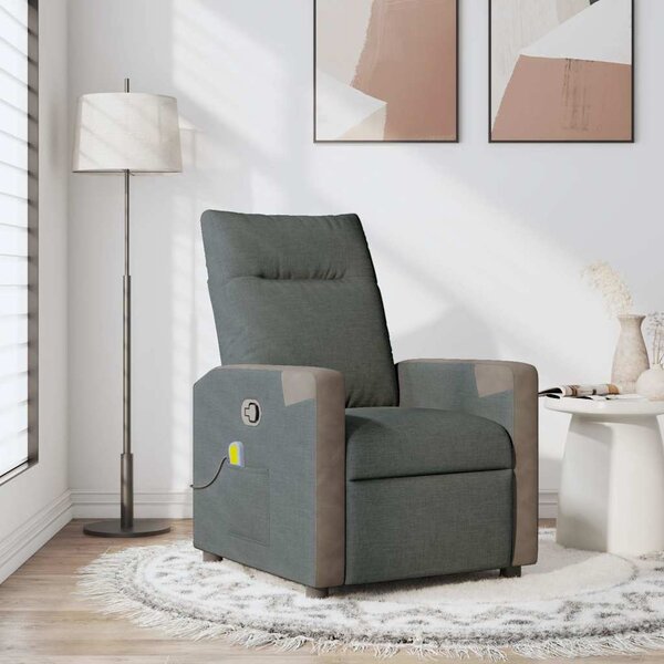 VidaXL Masážní polohovací křeslo textil [4104843] Barva: Tmavě šedá