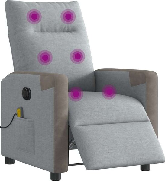 VidaXL Elektrické masážní polohovací křeslo textil [3324085] Barva: světle šedá