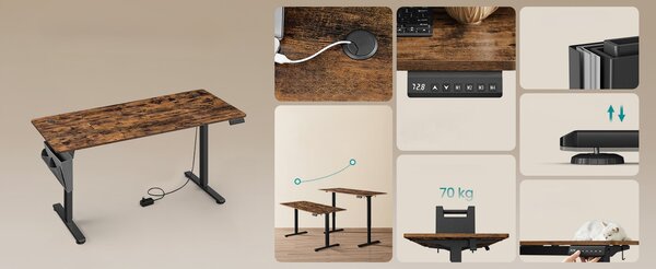 SONGMICS Pracovní stůl Vasagle Memory elektricky nastavitelný hnědý/černý