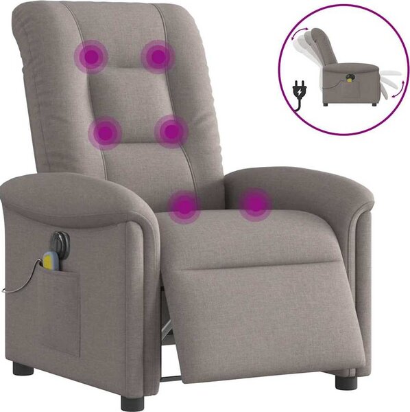 VidaXL Elektrické masážní polohovací křeslo textil [3303248] Barva: Hnědá