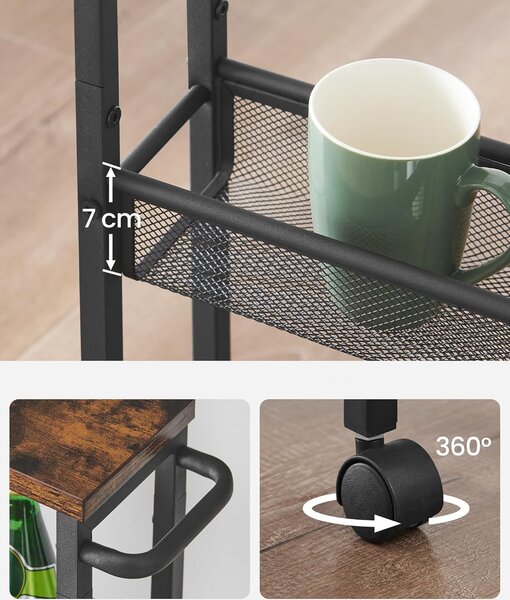 SONGMICS Pojízdný kuchyňský vozík Vasagle Compi 77 cm černý/hnědý