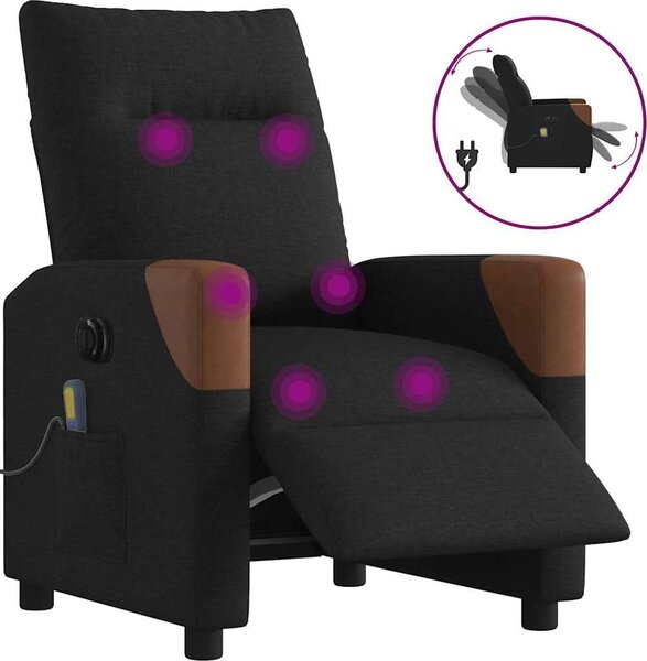 VidaXL Elektrické masážní polohovací křeslo textil [3323997] Barva: Černá