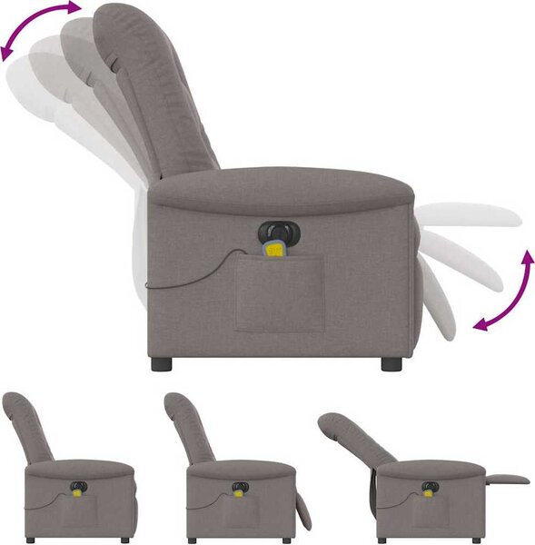 VidaXL Elektrické masážní polohovací křeslo textil [3303248] Barva: Hnědá
