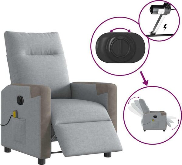 VidaXL Elektrické masážní polohovací křeslo textil [3324085] Barva: světle šedá